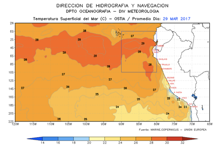 Lluvias extremas e inundaciones: especialistas explican por qué golpean actualmente a países de América del Sur Temperatura_mar_norte_mongabay2