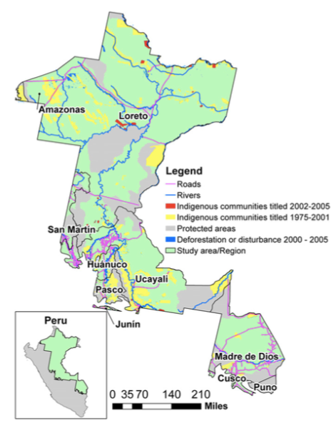 Parte amazónica del Perú en que se desarrolló la investigación. Fuente: PNAS